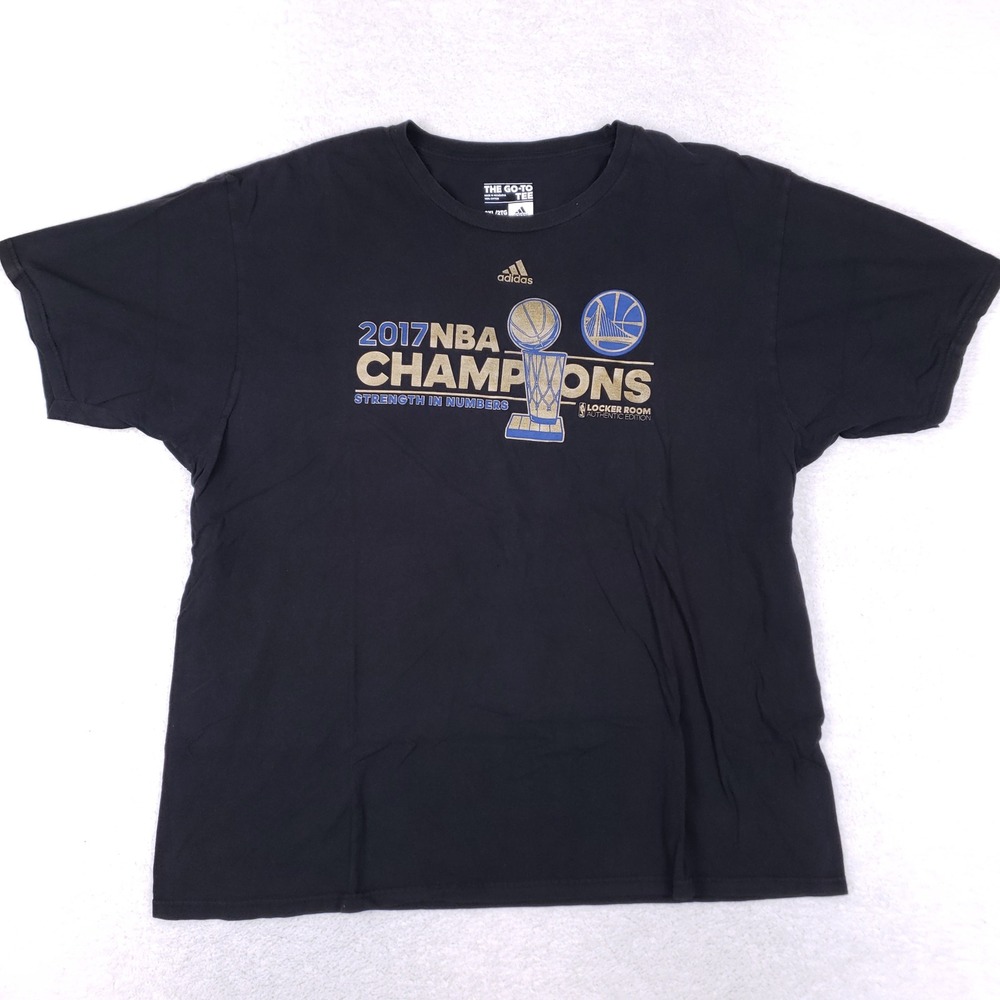 Adidas 2017 NBA Champions Golden State Warriors Shirt Mens 2XL‎ Black GSW Tee